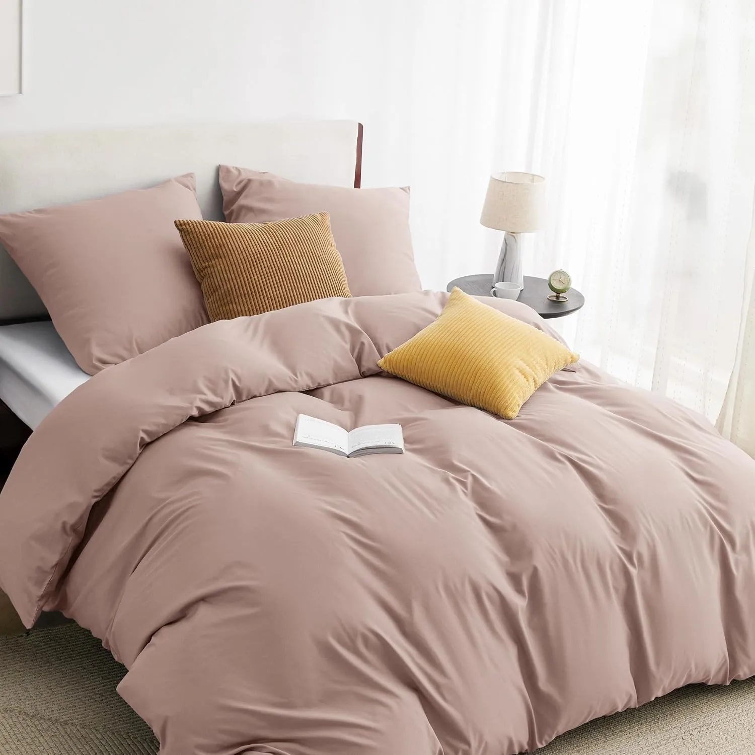 BEDSURE Bettwäsche 155x220 3teilig Rose - 1 Bettbezug 155x220 cm 2 Kissenbezüge 80X80 cm, ÖKO-TEX Bettwäsche-Sets Adobe…