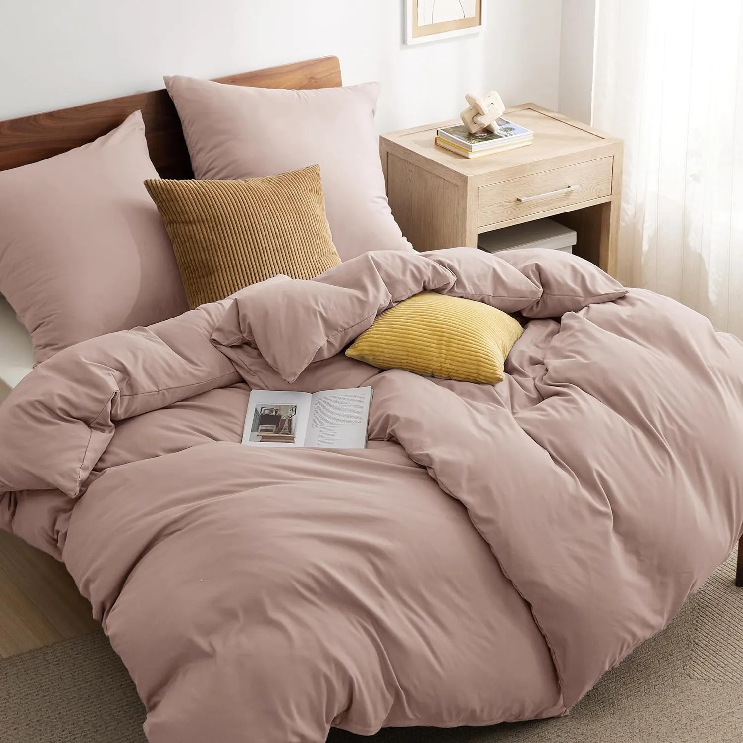 BEDSURE Bettwäsche 135x200 4teilig Rose - 2 Bettbezüge 135x200 cm 2 Kissenbezüge 80X80 cm, ÖKO-TEX Bettwäsche-Sets Adob…