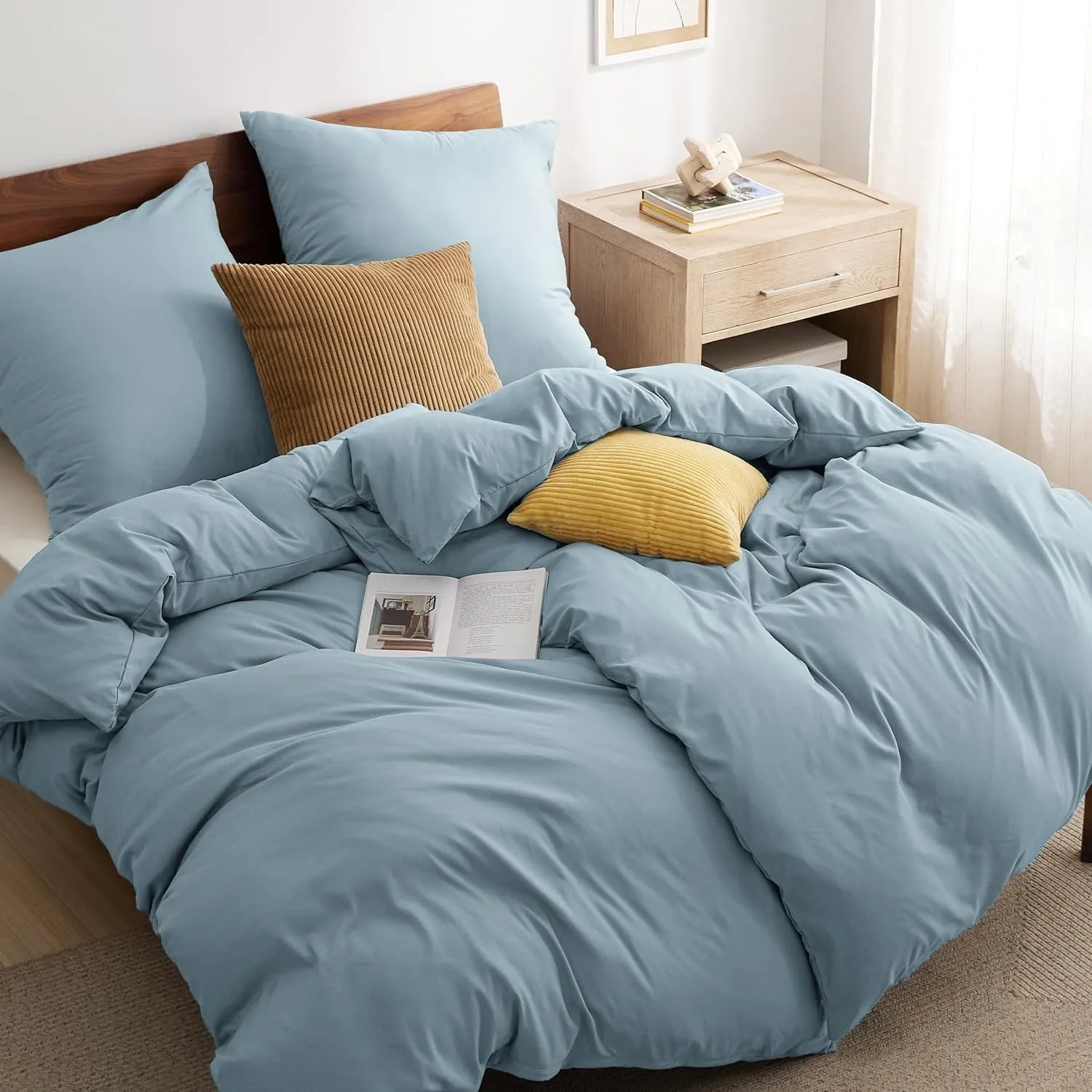 BEDSURE Bettwäsche 135x200 4teilig Mineralblau - 2 Bettbezüge 135x200 cm + 2 Kissenbezüge 80X80 cm, ÖKO-TEX Bettwäsche-…