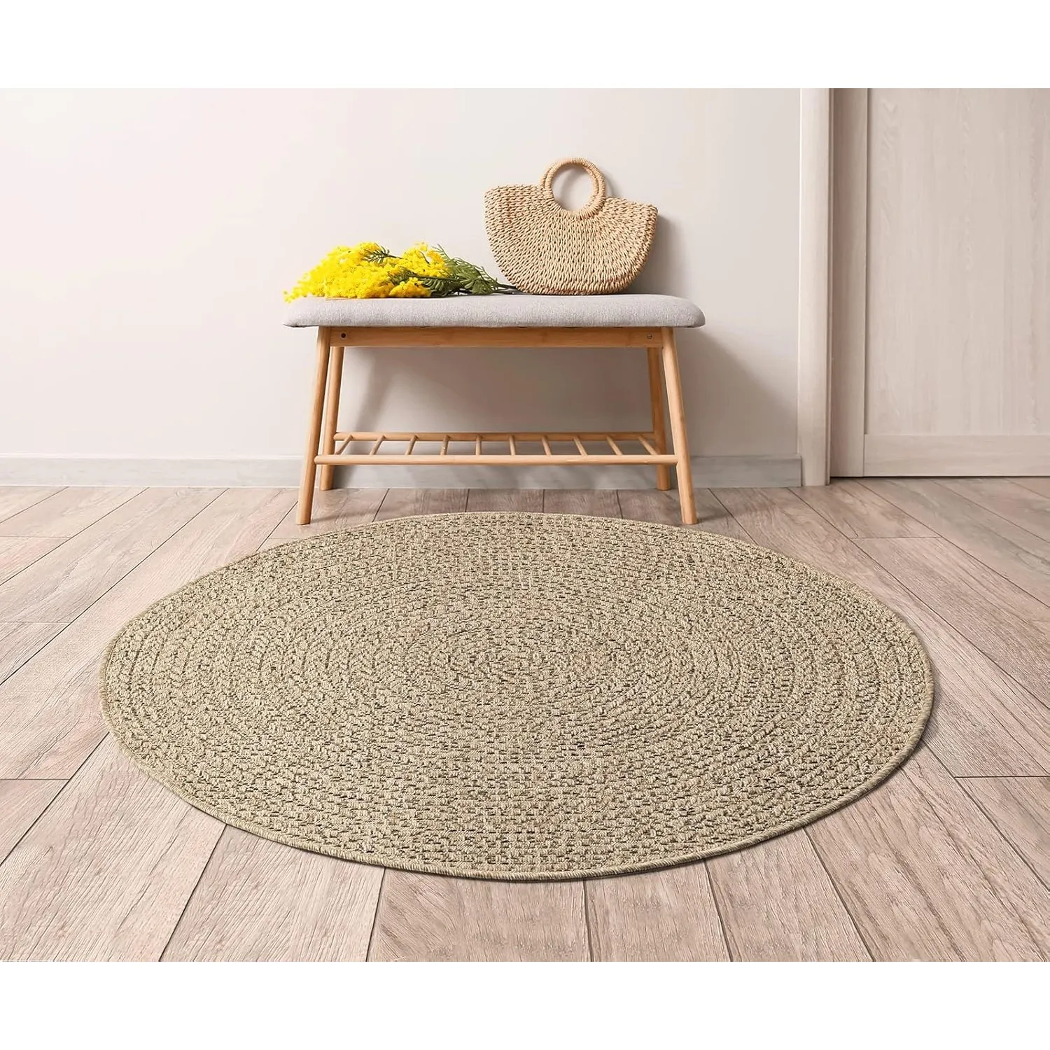 Soil – ca. 120 cm Rund Outdoor Teppich wetterfest Jute-Look Balkon Terrasse | Outdoor Teppich für Balkon, Terrasse & Ga…