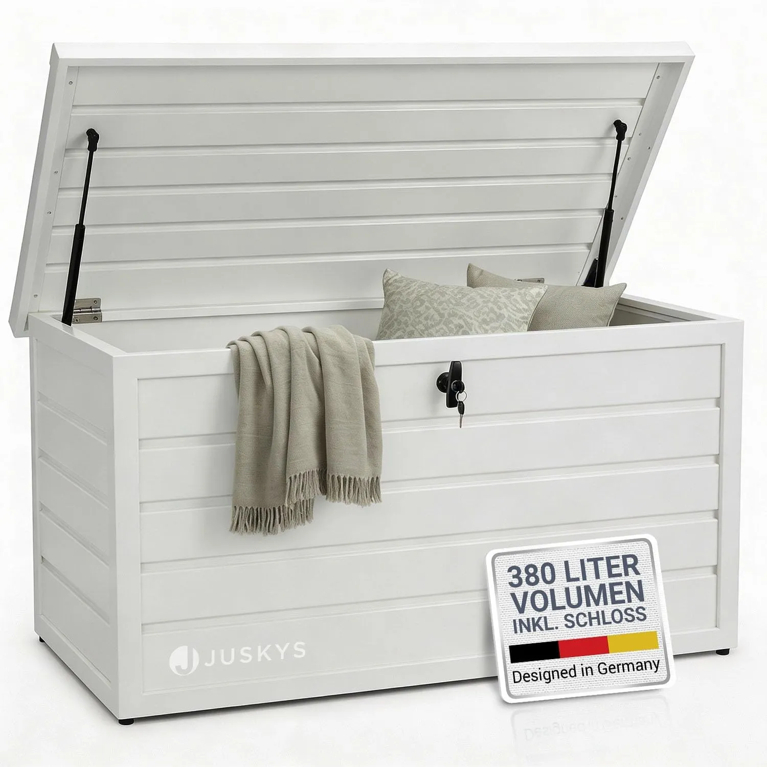 Juskys Metall Aufbewahrungsbox Limani 380 Liter - Outdoor Box - wasserdicht, abschließbar - Gartenbox, Auflagenbox, Kis…