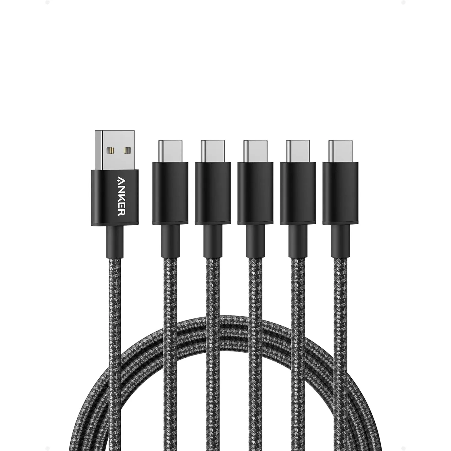 Anker USB auf USB C kabel 3.1A Nylon geflochten [5 Stück 1,8m]