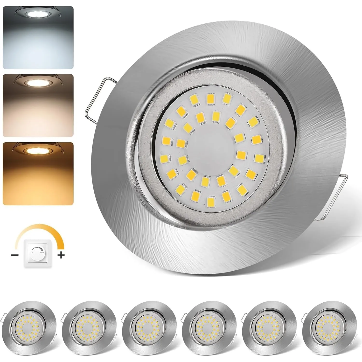 cloksh LED Einbaustrahler 230V Dimmbar LED Spots 5W IP44 Bad Einbauleuchten Schwenkbar Deckenspots,Warmweiß 3000K Neutr…
