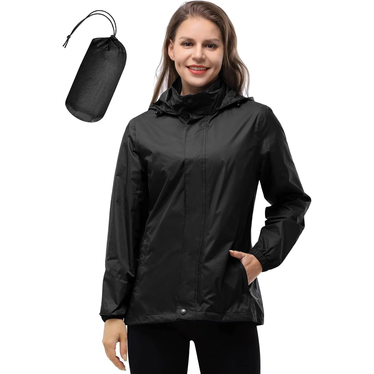 33,000ft Damen Wasserdichte Faltbar Regenjacke Atmungsaktive Windbreaker
