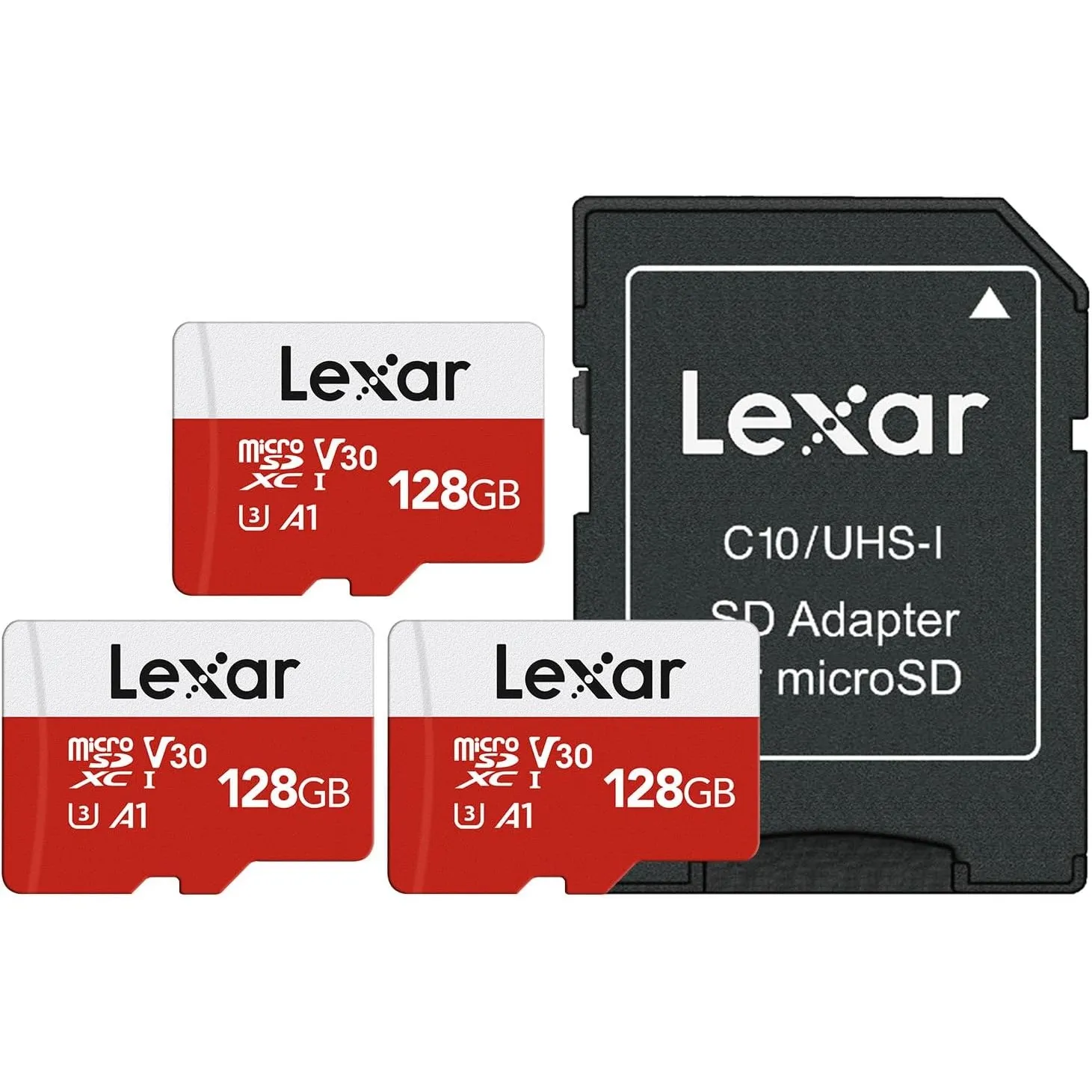 Lexar Micro SD Karte 128GB 3er Pack Mit Adapter, Bis Zu 100MB/s