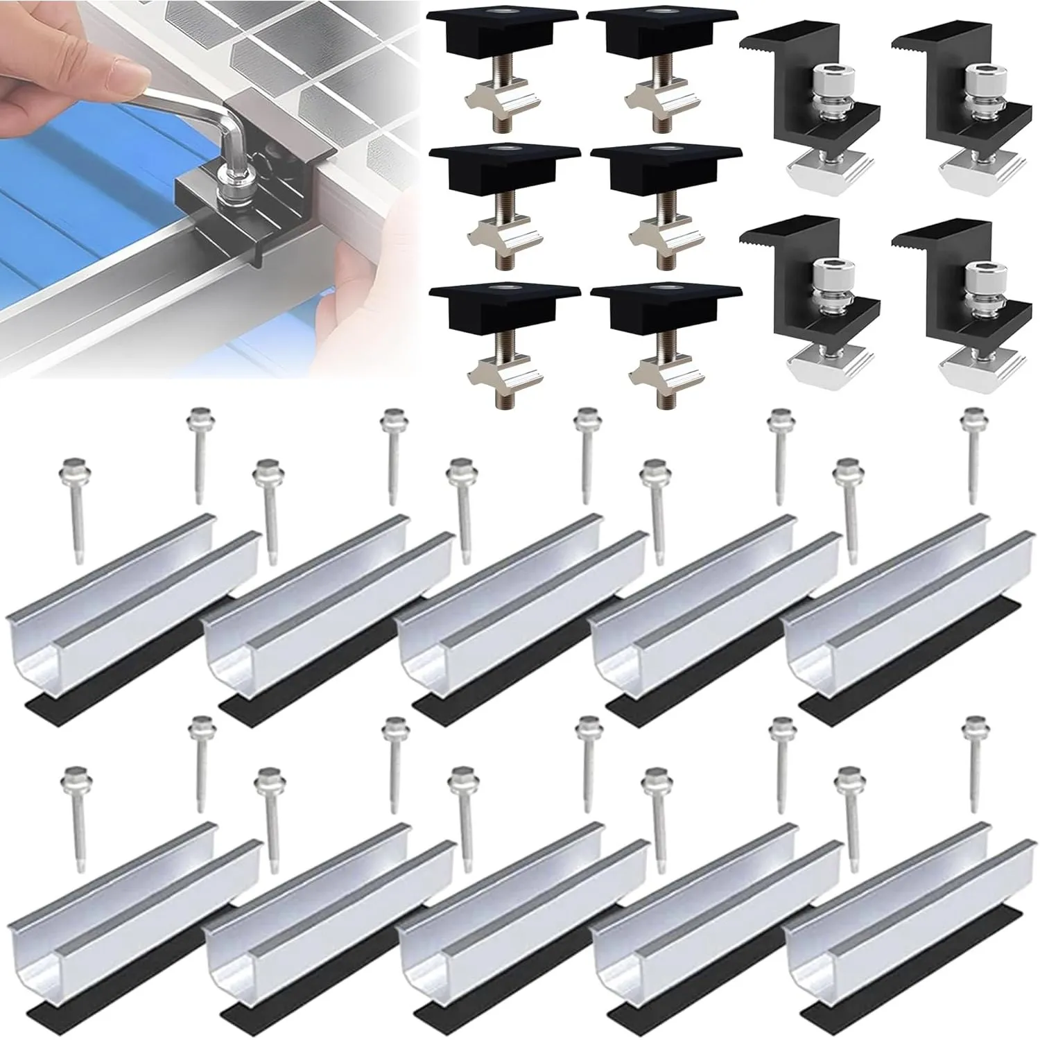 Solarpanel Halterung Metalldach [Verstellbar & Korrosionsbeständig] – Solarmodul Halterung Flachdach mit 12cm Schienen …