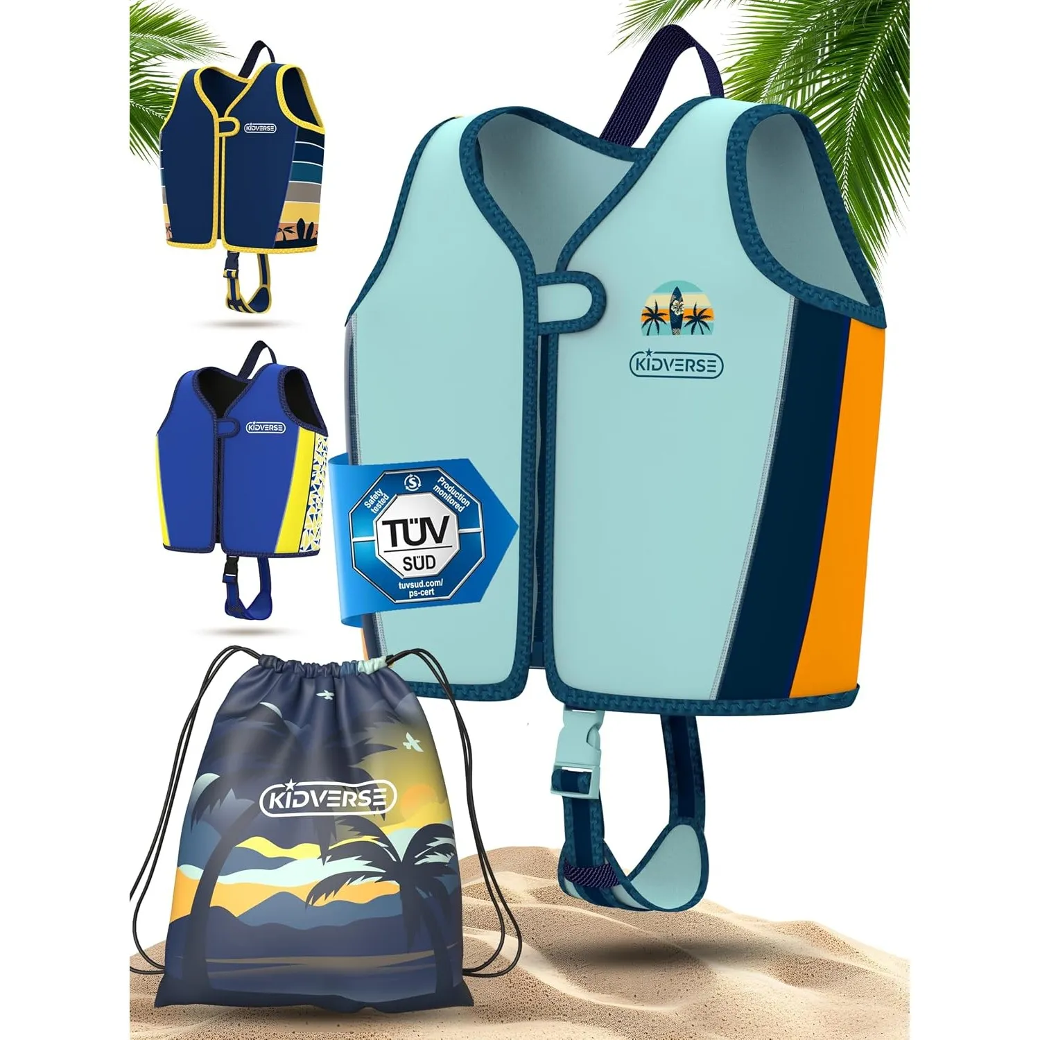 KIDVERSE Schwimmweste Kinder - TÜV geprüfte Schwimmhilfe für Kinder ab 2 Jahre mit verstellbarem Auftrieb & extra weich…