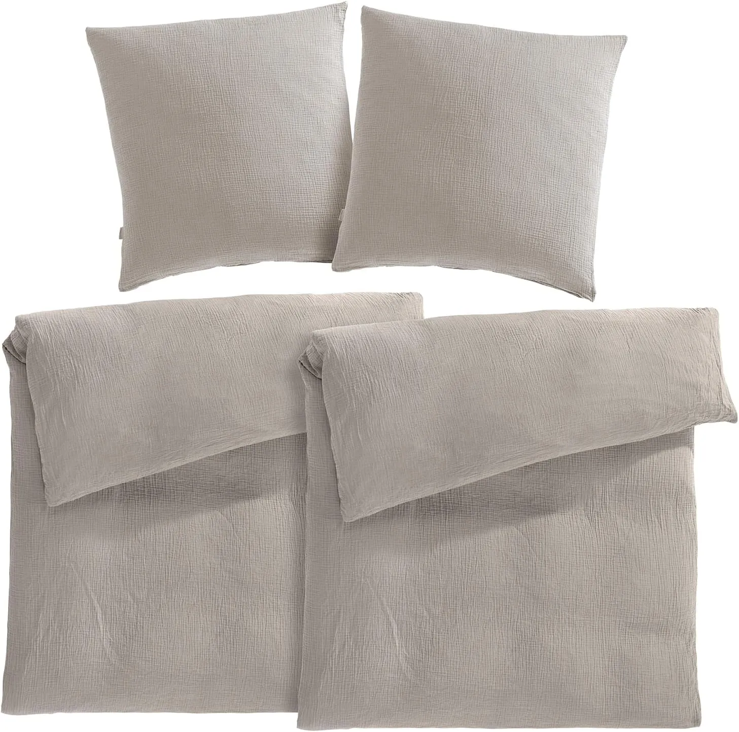 Pure Label Musselin Bettwäsche 135x200 4 teilig bestehend aus Bettbezug 135 x 200 cm 2er Set + Kissenbezug 80x80 cm 2er…