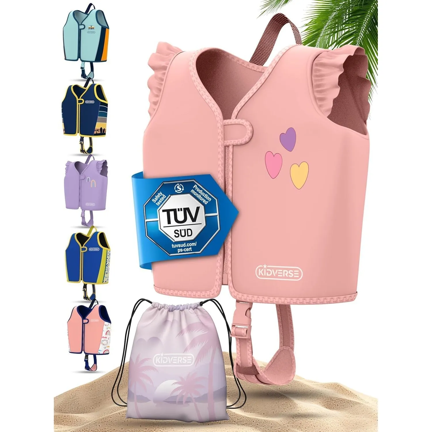 KIDVERSE Schwimmweste Kinder - TÜV geprüfte Schwimmhilfe für Kinder ab 2 Jahre mit verstellbarem Auftrieb & extra weich…