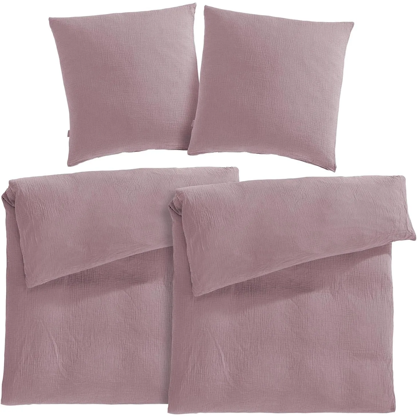 Pure Label Musselin Bettwäsche 135x200 4 teilig bestehend aus Bettbezug 135 x 200 cm 2er Set + Kissenbezug 80x80 cm 2er…