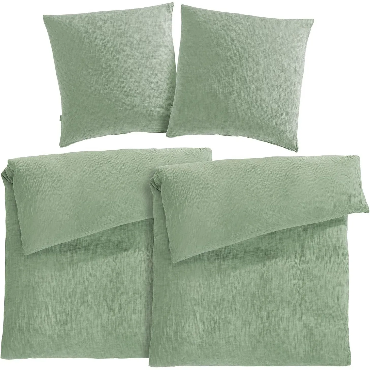 Pure Label Musselin Bettwäsche 135x200 4 teilig bestehend aus Bettbezug 135 x 200 cm 2er Set + Kissenbezug 80x80 cm 2er…