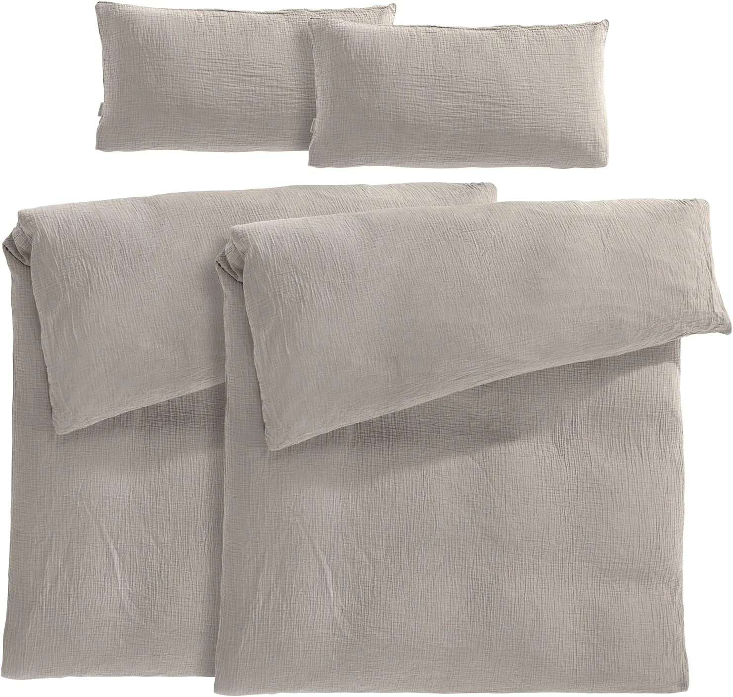 Pure Label Musselin Bettwäsche 135x200 4 teilig bestehend aus Bettbezug 135 x 200 cm 2er Set + Kissenbezug 40x80 cm 2er…