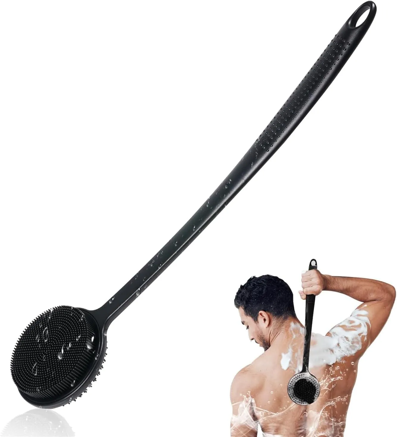 Silicone Back Scrubber for the Shower, Silicone Body Scrubber with Long Handle, Back Scrubber, Remove Dead Skin and Mas…