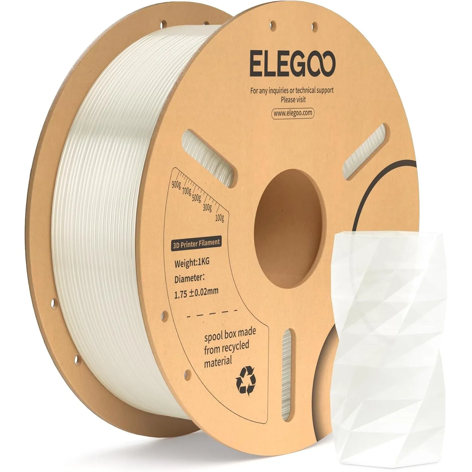 ELEGOO PLA+ Filament 1.75mm Transluzent 1KG