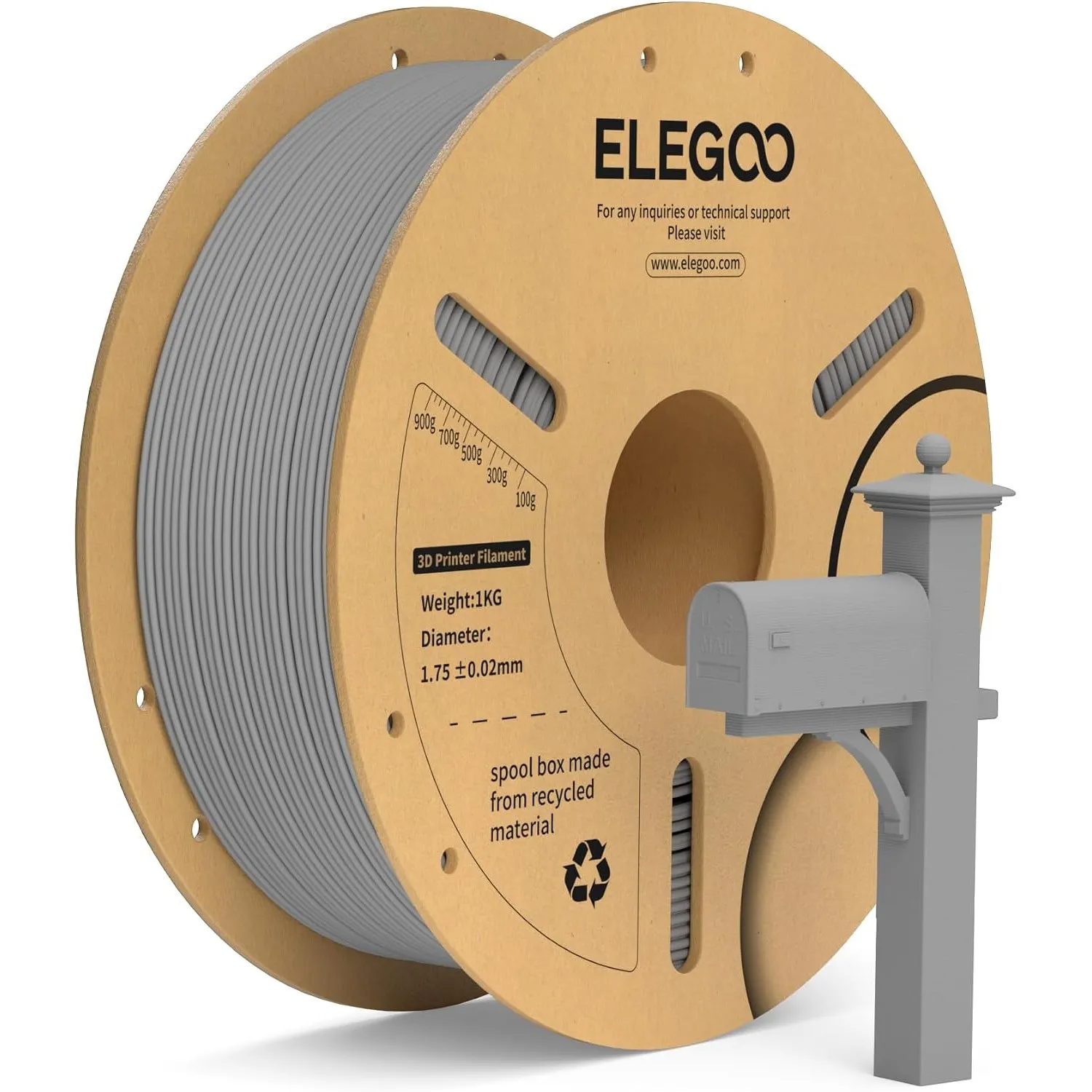 ELEGOO PLA+ Filament 1.75mm Grau 1KG