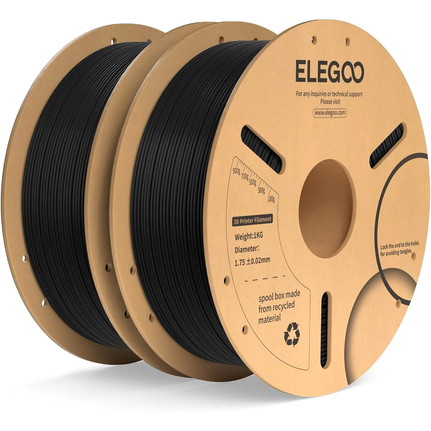 ELEGOO PLA+ Filament 1.75mm Schwarz 2KG