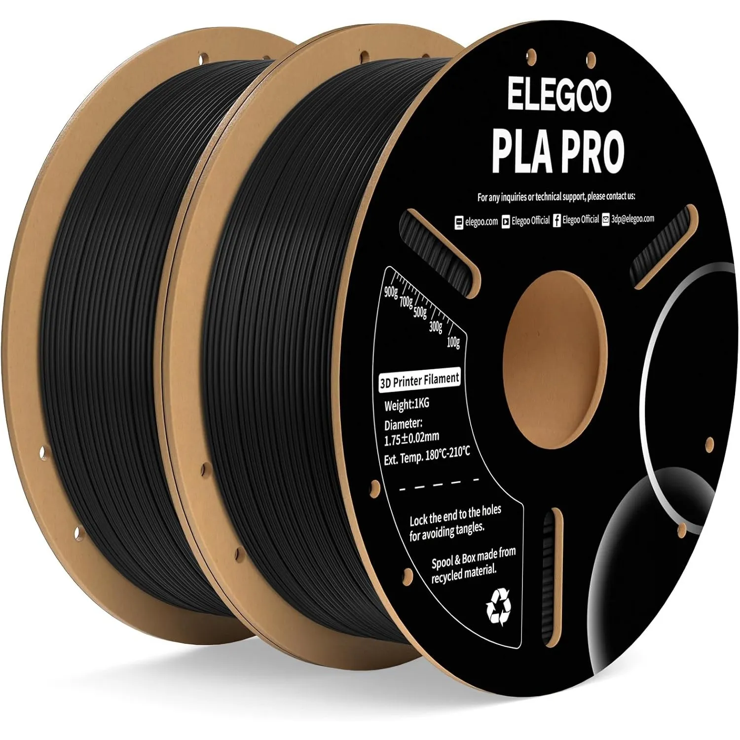 ELEGOO PLA PRO Filament 1,75mm Schwarz 2kg