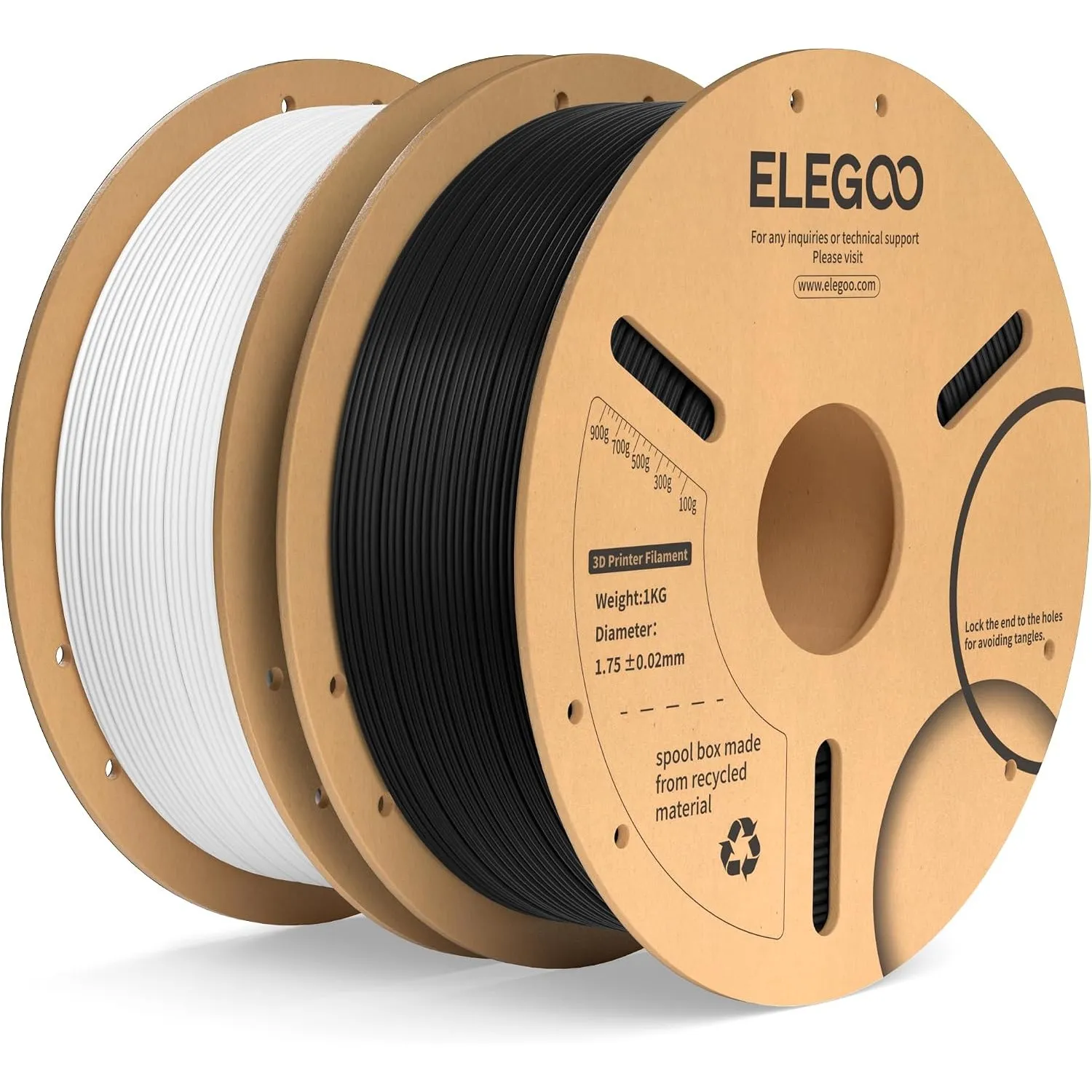 ELEGOO PLA+ Filament 1.75mm Schwarz & Weiß 2KG