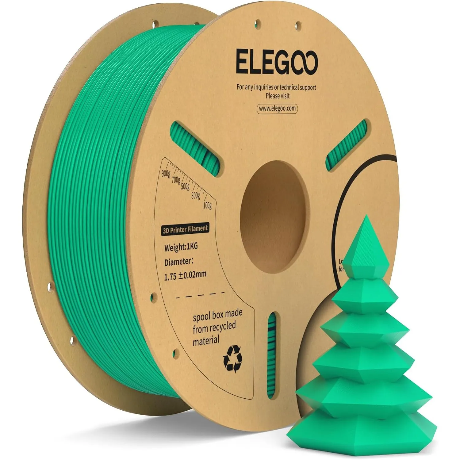 ELEGOO PLA+ Filament 1.75mm Meergrün 1KG