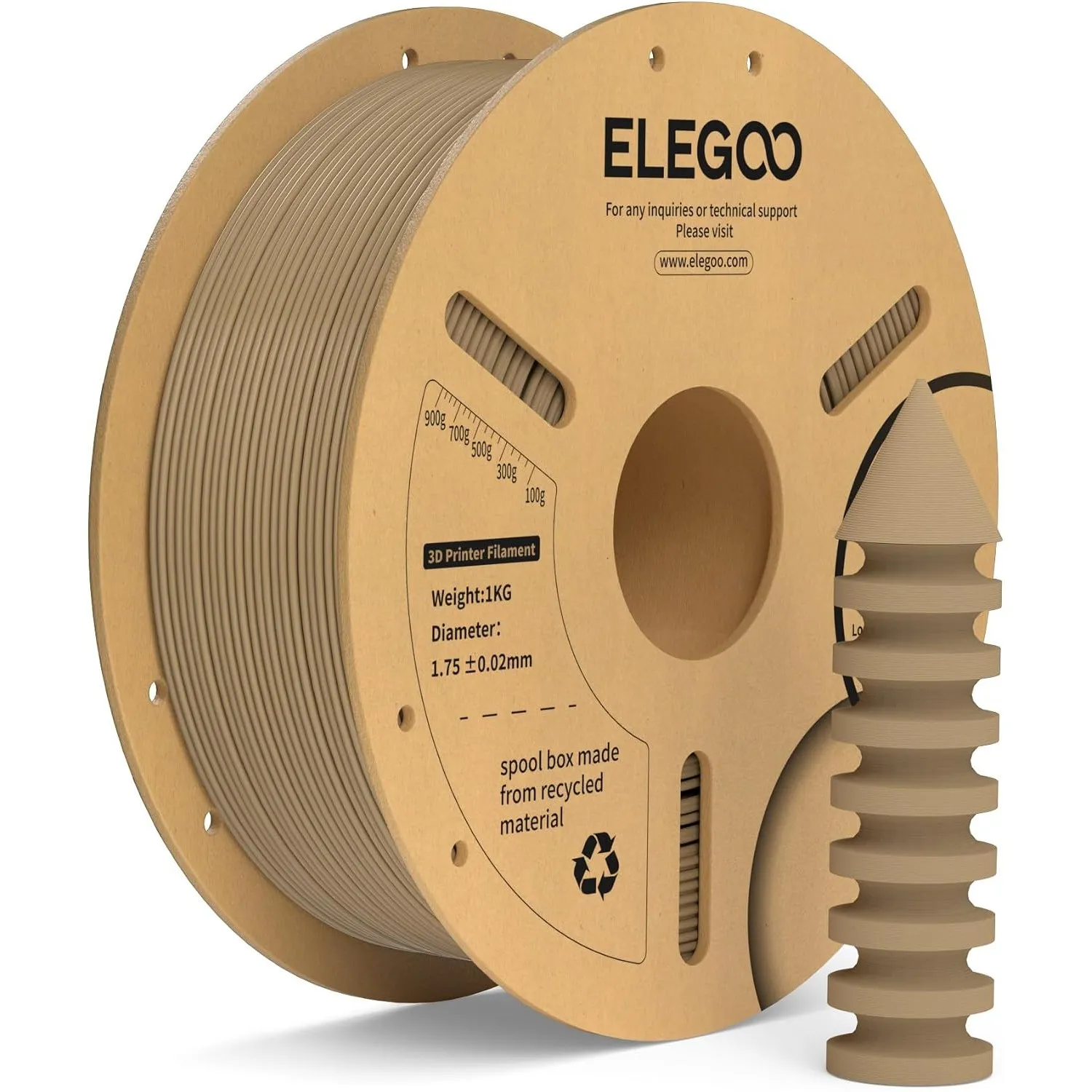 ELEGOO PLA+ Filament 1.75mm Holzfarbe 1KG