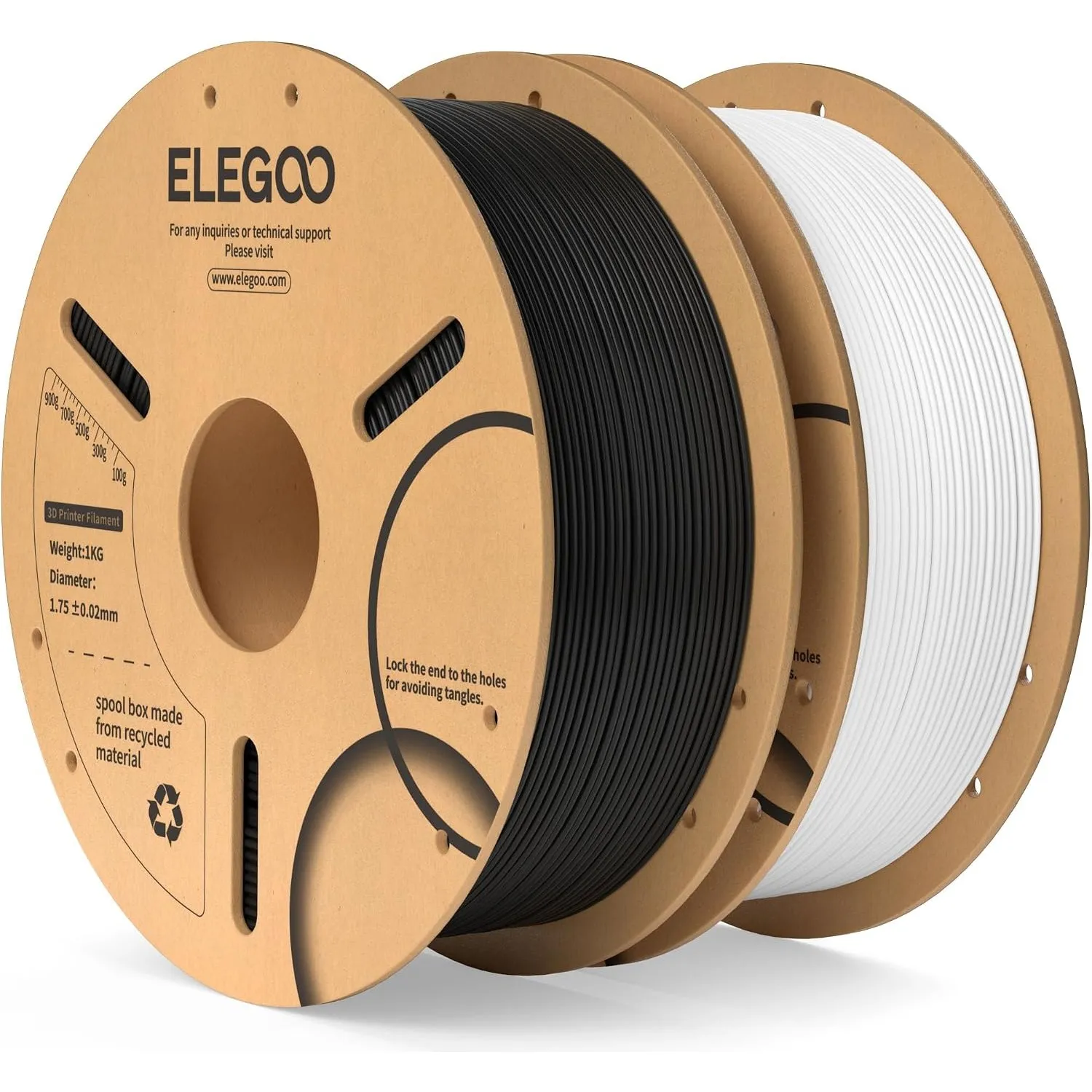 ELEGOO PLA Filament 1.75mm, 3D Drucker Filament PLA Schwarz Weiß 2KG