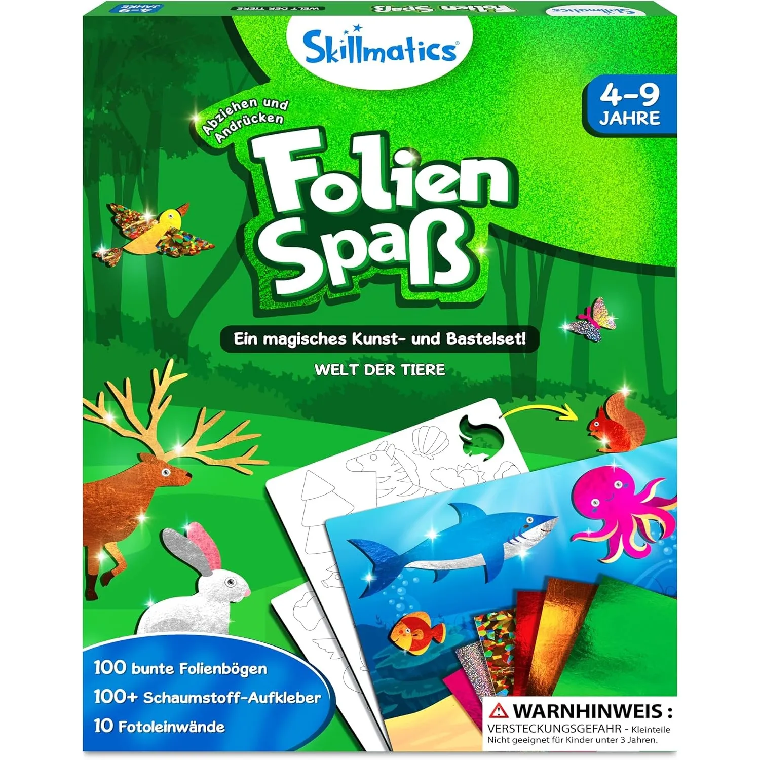 Skillmatics Kunst & Bastelaktivität- Folienspaß Tiere, Schmutzfreie Kunst für Kinder, Bastelsets, DIY-Aktivität, Gesche…