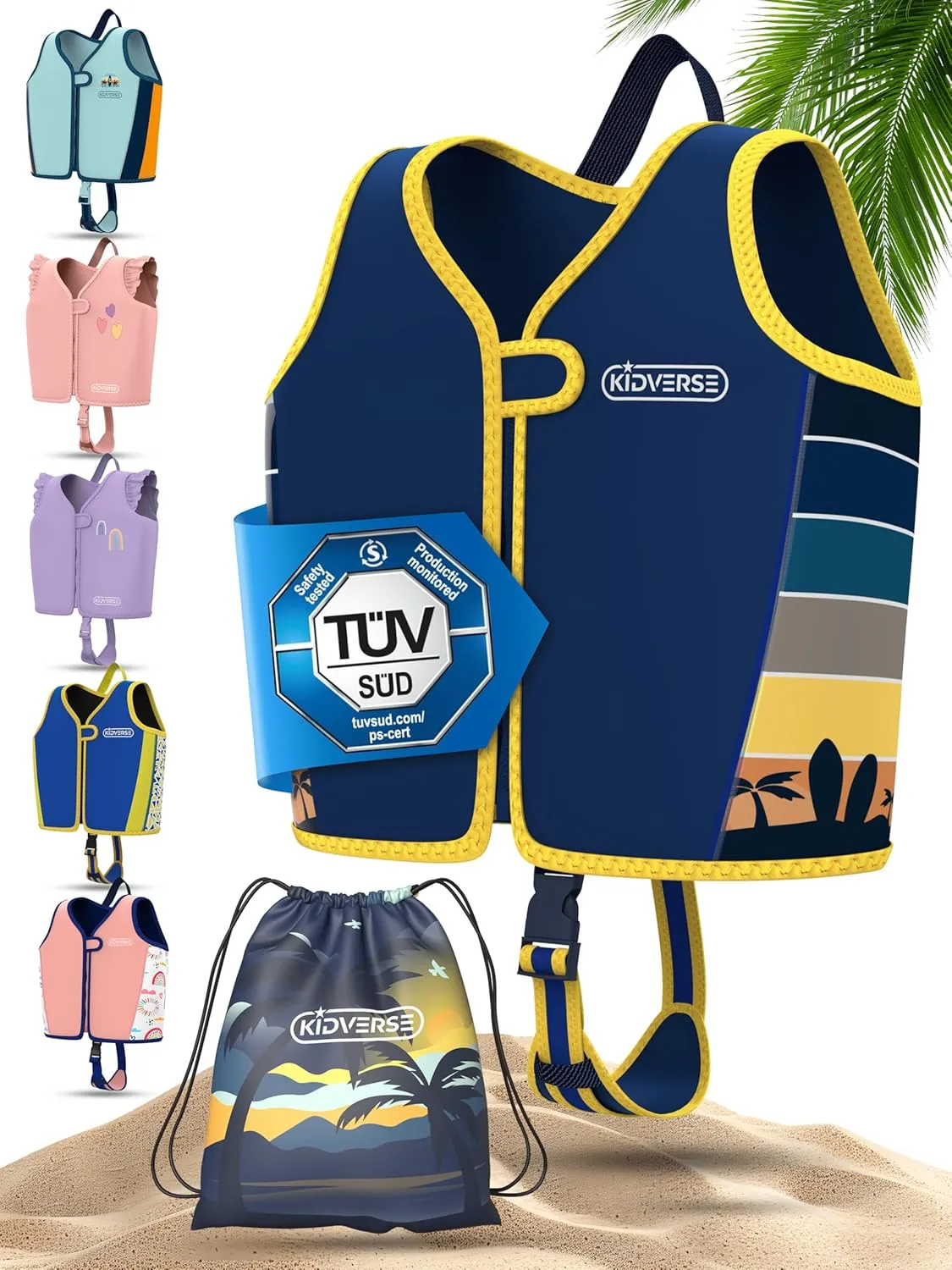 KIDVERSE Schwimmweste Kinder 2-6 Jahre - TÜV geprüfte Kinder Schwimmweste - Schwimmhilfe Kinder 2-6 Jahre - Kinderschwimmweste zum Schwimmen Lernen - Schwimmhilfe Kinder