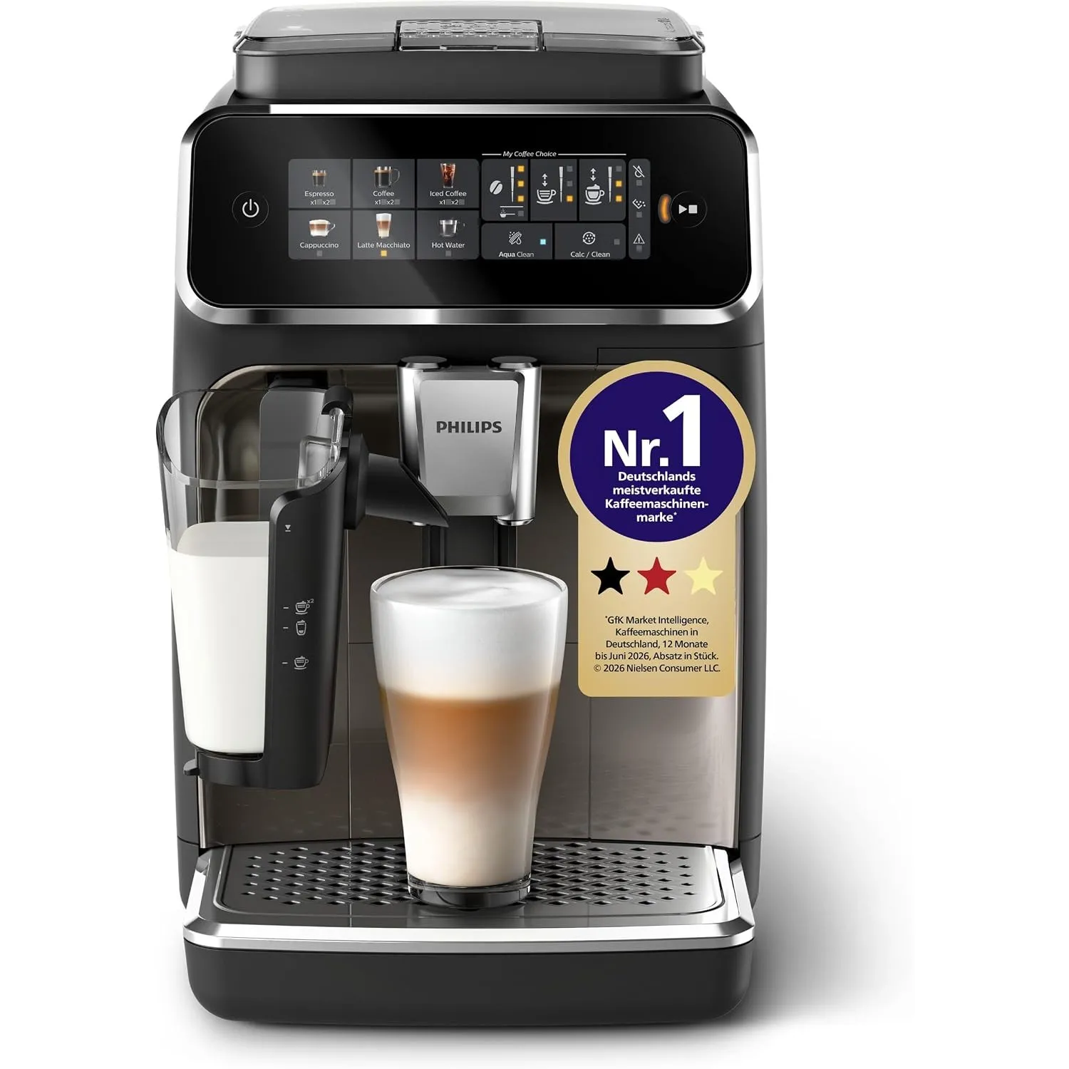 PHILIPS Kaffeevollautomat LatteGo 3300 Serie, Chrom, 6 Spezialitäten