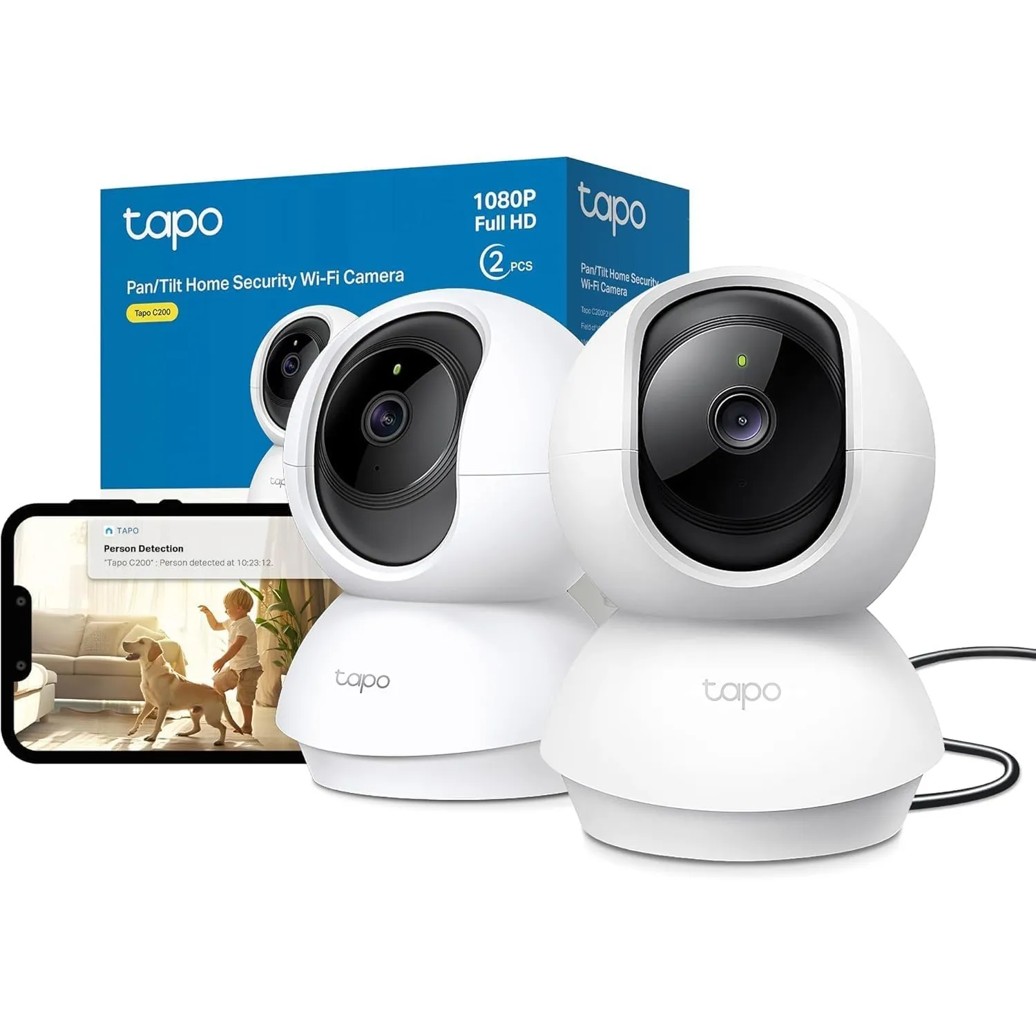 Tapo TP-Link C200P2 360° Überwachungskamera für den Innenbereich, 1080P, Nachtsicht, Bewegungserkennung, Zwei-Wege-Audi…