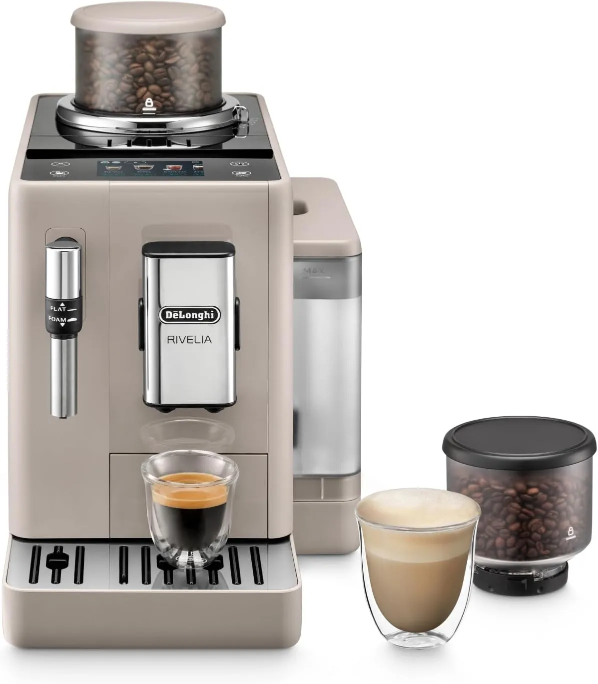 De’Longhi Rivelia - Perfetto Kaffeevollautomat mit Milchaufschäumer, 8 One-Touch-Getränke, Touch-Display, austauschbare…