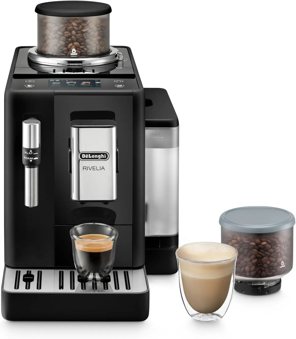 De’Longhi Rivelia - Perfetto Kaffeevollautomat mit Milchaufschäumer, 8 One-Touch-Getränke, Touch-Display, austauschbare…