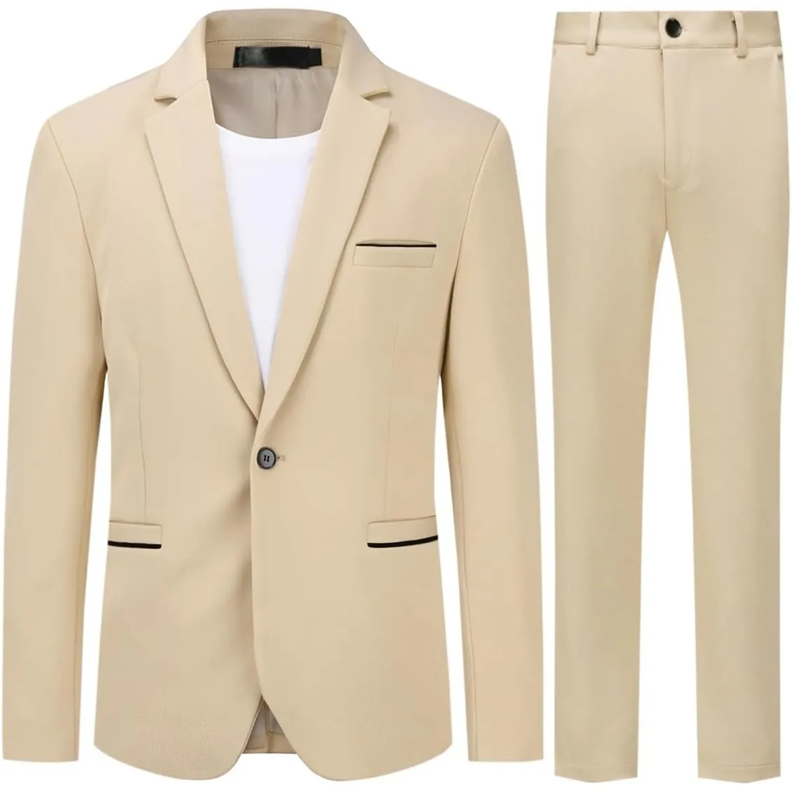 Allthemen Herren Anzug Stretch 2 Teilig Herrenanzug Slim Fit Business Hochzeitsanzug 1 Knopf für Männer