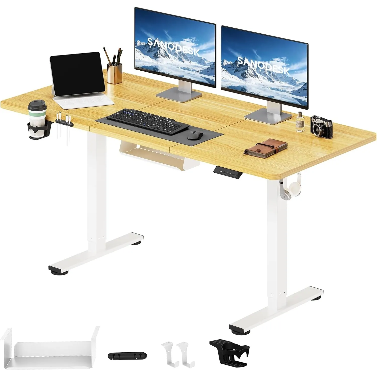 SANODESK Höhenverstellbarer Schreibtisch elektrisch 140x60 cm