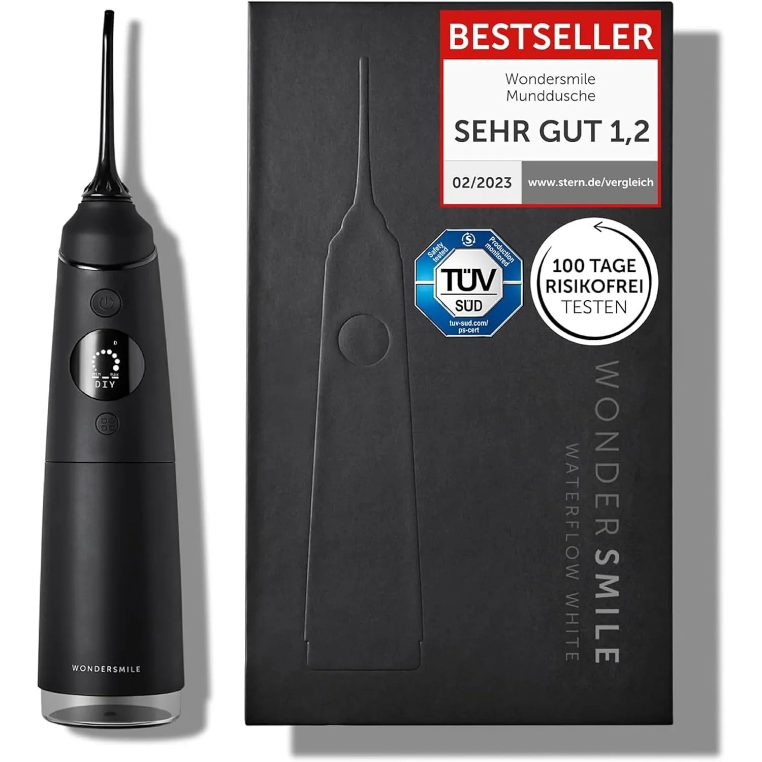 Wondersmile Munddusche PRO - Testsieger 2026-100 Tage risikofrei testen -SmoothFlow-Technologie für optimale Zahn- & Za…