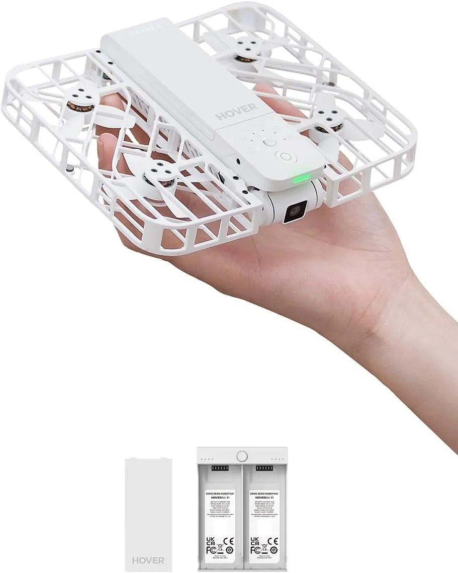 HOVERAir X1 Drohne mit Kamera, Selbstfliegend Kamera Drone mit Folge-Mir Modus, Mini Drohne im Taschenformat, HDR-Videoaufnahme, intelligente Flugrouten, Freihandsteuerung, Weiß (Combo)