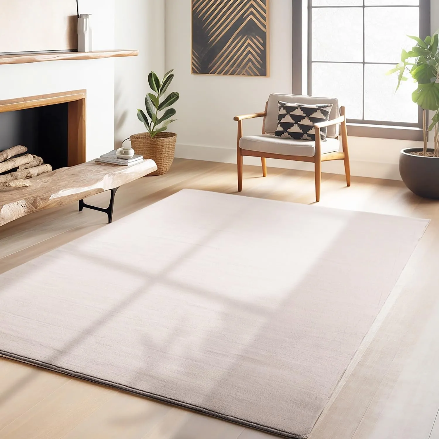 HomebyHome Waschbarer Kurzflor Teppich 240 x 340 cm Beige modern einfarbig und weich maschinenwaschbar pflegeleicht XL …