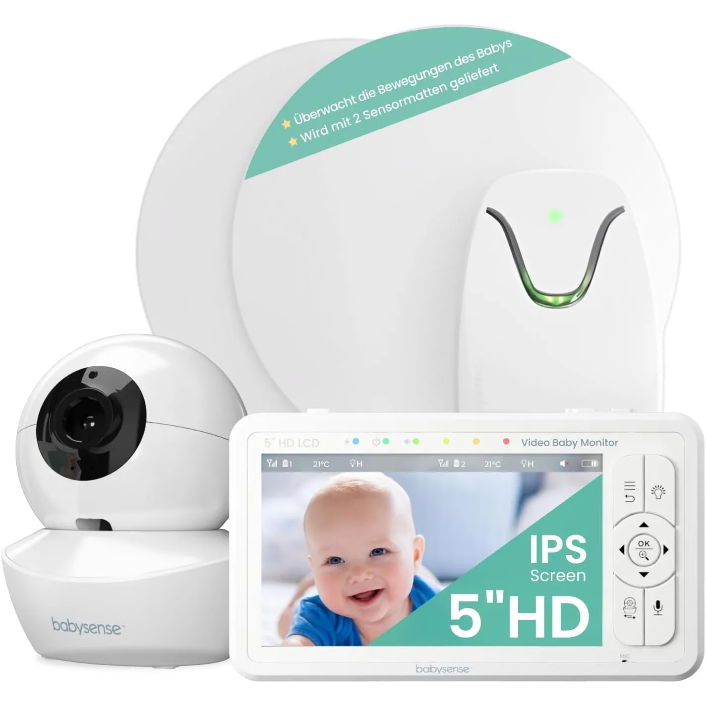 Babysense True Sleep HD Video-Babyphone mit Nachtlichtkamera & Bewegungsmonitor für Babys mit Echtzeit-Warnungen, konta…