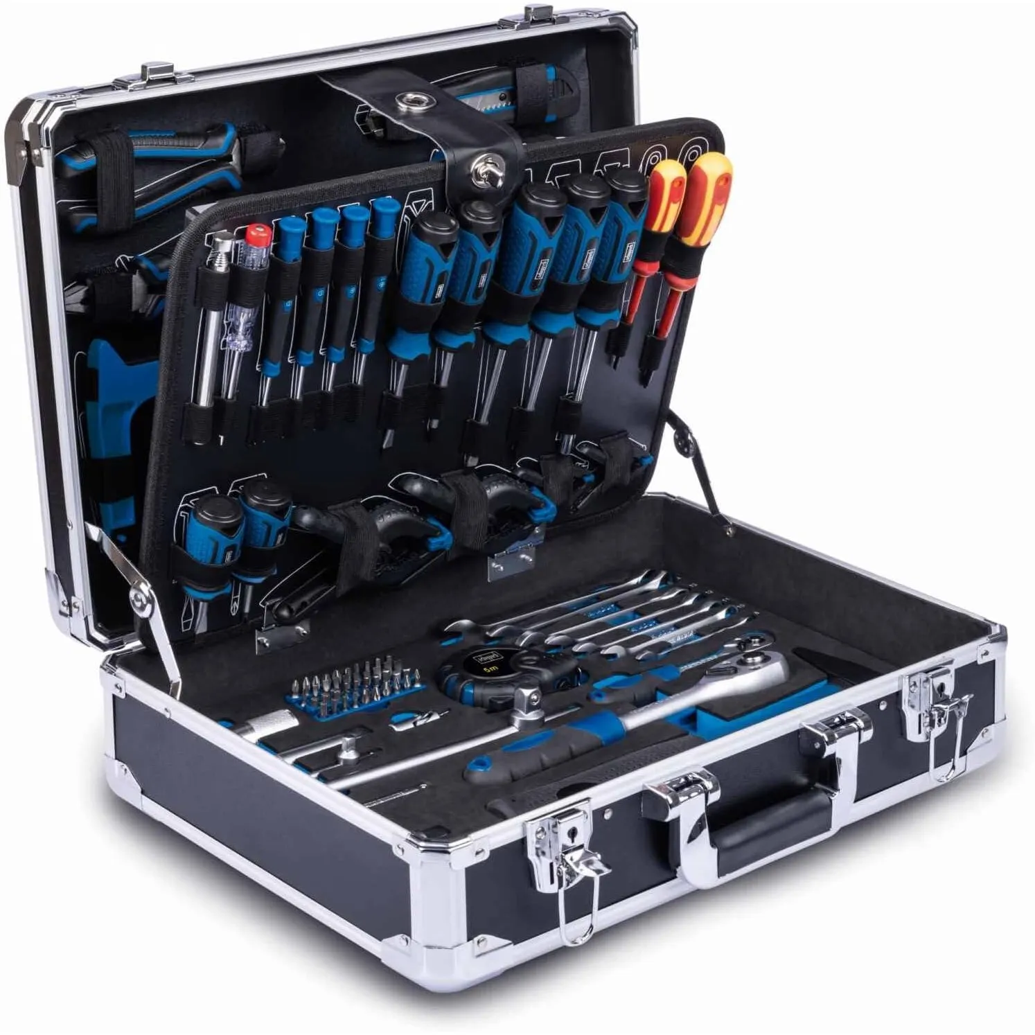 Scheppach Aluminium Werkzeugkoffer TB200 Werkzeug Set gefüllt - 141 teilig