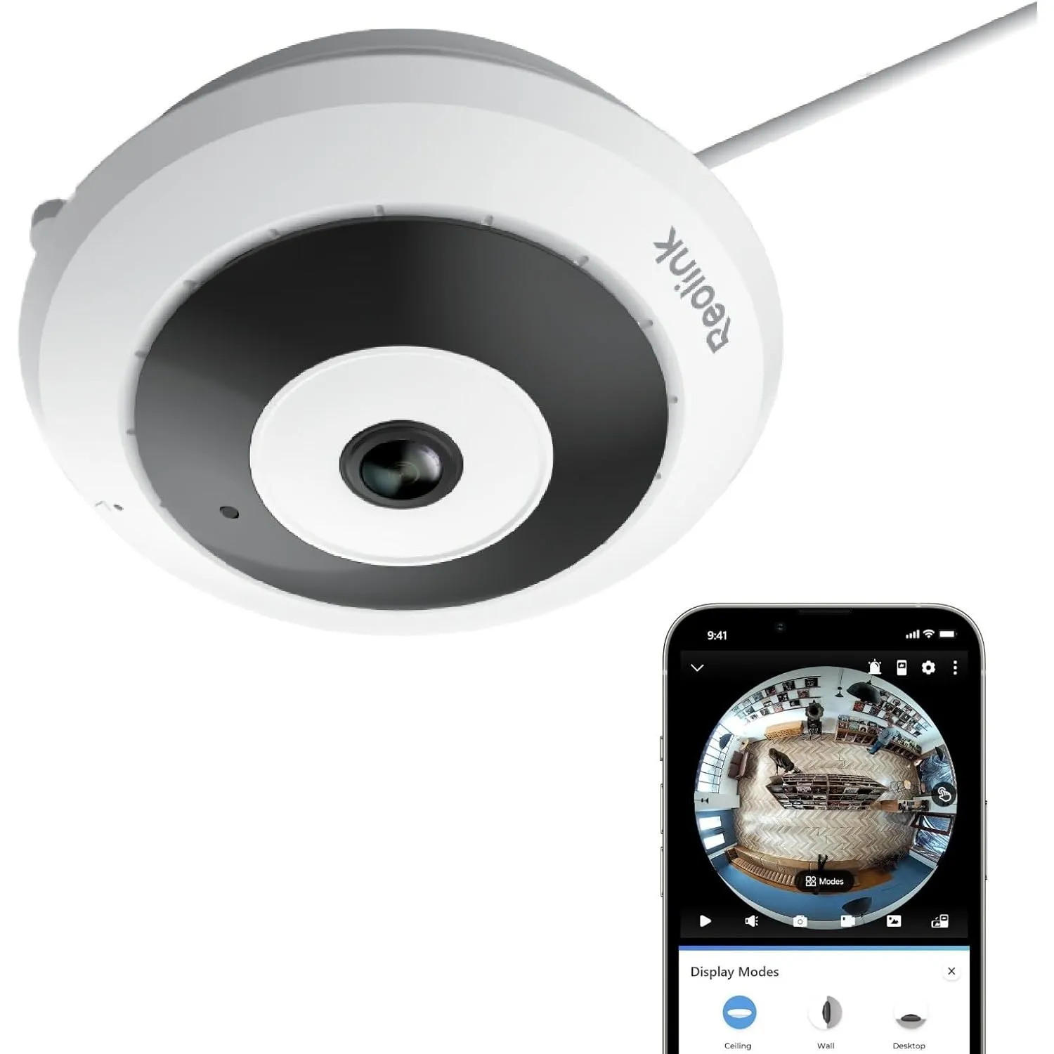 Reolink 6MP WLAN Überwachungskamera Innen, 360° Panorama Fisheye Kamera