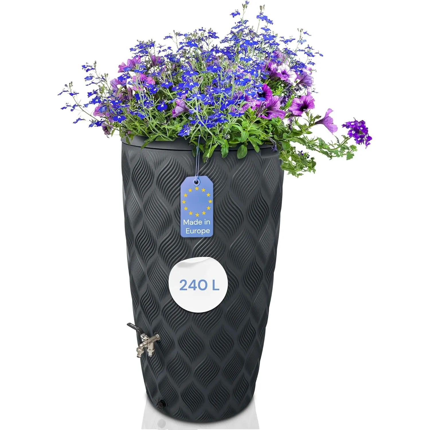 YourCasa Regentonne 240 Liter [Seabreeze] Regenfass Frostsicher aus Kunststoff - Regenwassertonne - Wasserfass Regenwas…