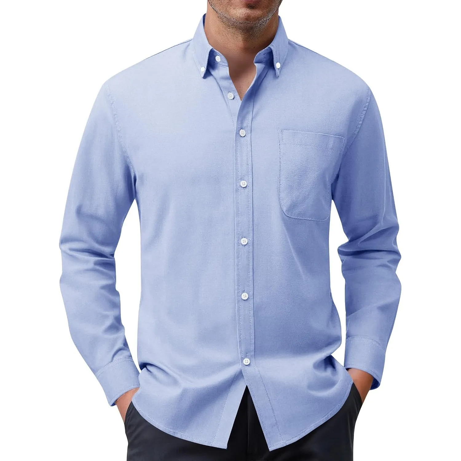 siliteelon Herren Hemd 100% Baumwolle Oxford Hemden Langarm Bügelfrei Freizeit Regular Fit Business Faltenfrei Formales…