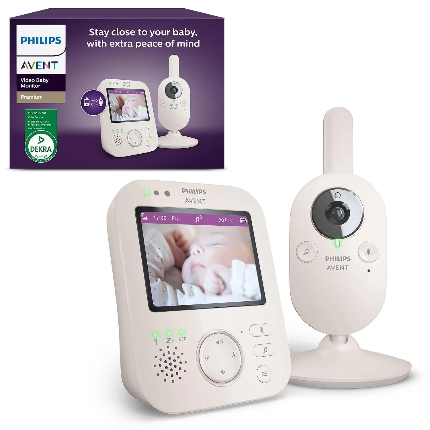 Philips AVENT Philips Babyphone mit Kamera Premium - DEKRA Zertifiziert privat und sicher - 3.5" Display, x4 Zoom, Nach…