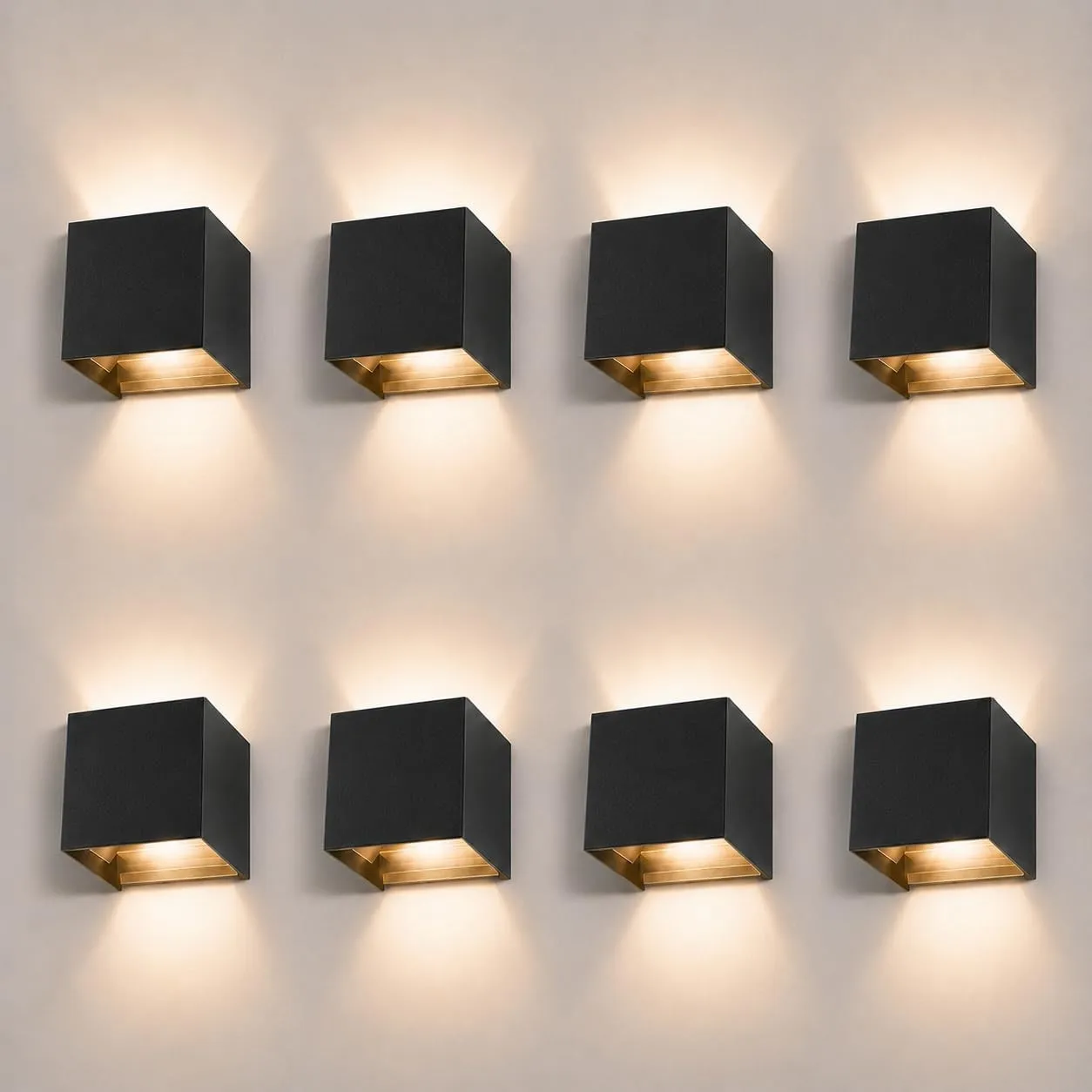 ledmo 8 Stücke 12W LED Wandleuchte Innen/Aussen Schwarz 2700-3000K Warmweiß