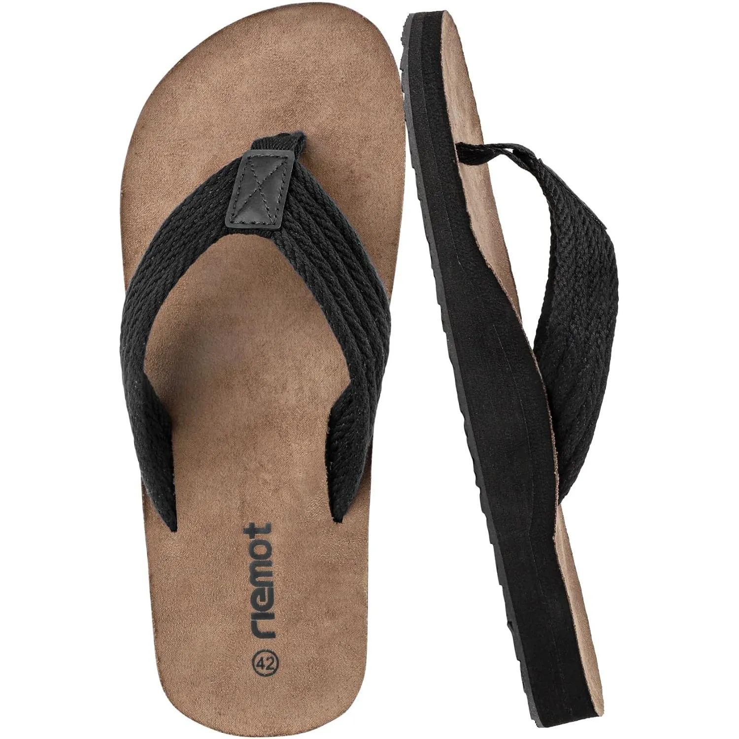 riemot Herren Flip Flops Zehentrenner mit bequemem Fußbett, leichte Sommer Sandalen mit geflochtenem Riemen, rutschhemm…
