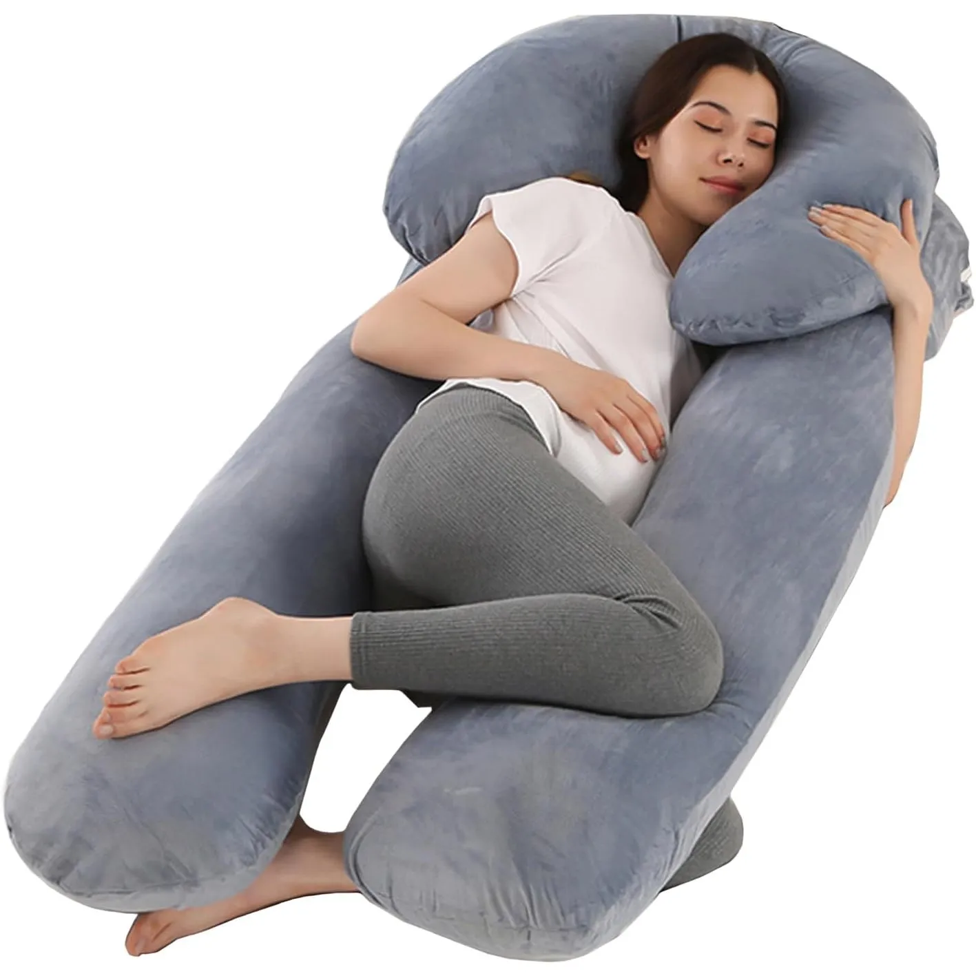 CALIYO Schwangerschaftskissen 2-teilig in U-Form, Seitenschläferkissen mit Bezug, Stillkissen groß, Pregnancy Pillow un…
