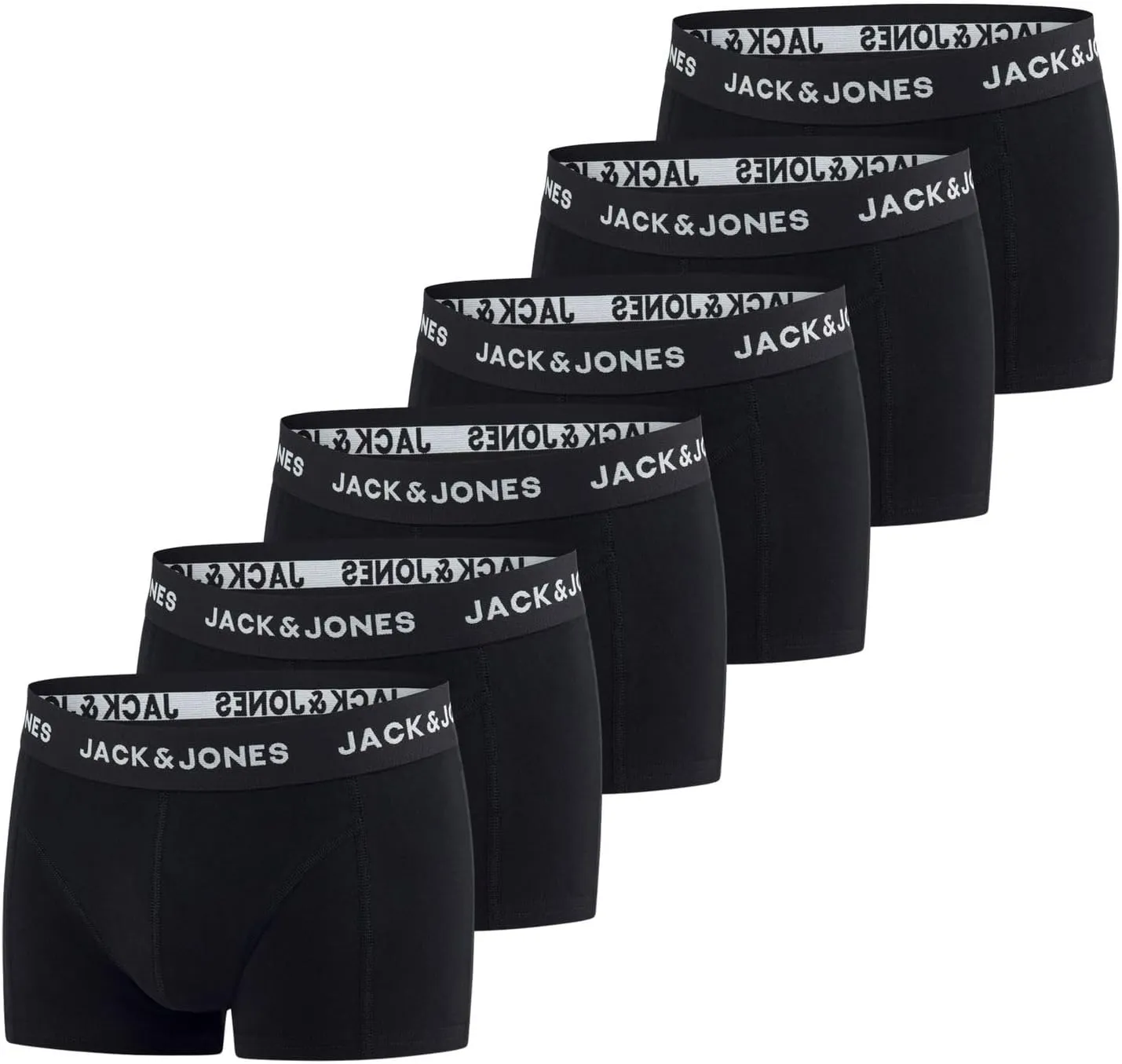 JACK & JONES Boxershorts Herren 6er Pack Basic Trunks Boxer Stretch Unterhosen Unterwäsche Retroshorts Set Baumwolle Sc…