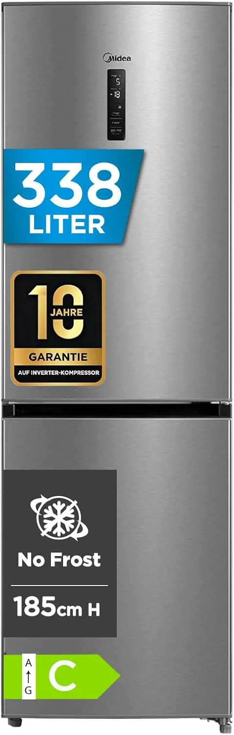 Midea MERB345MGC02 Fridge/Freezer / 185 cm High / 59.5 cm Wide / 70 cm Depth / 171 kwh per Year / Fridge Capacity 216 L…