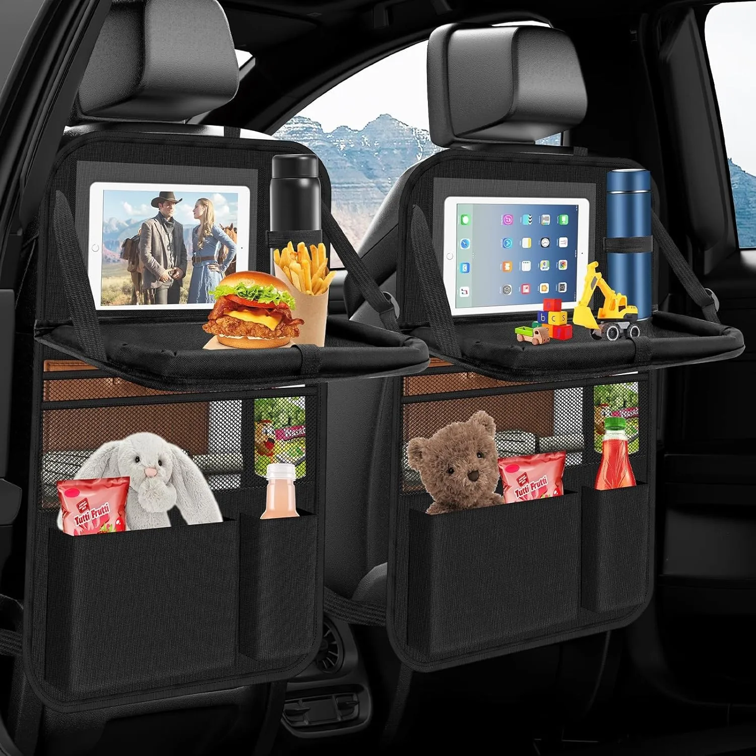 Auto Organizer, 2 Stück Autositz Organizer Große Rückenlehnenschutz Auto Kinder Multifunktional Wasserdicht Rücksitz Or…