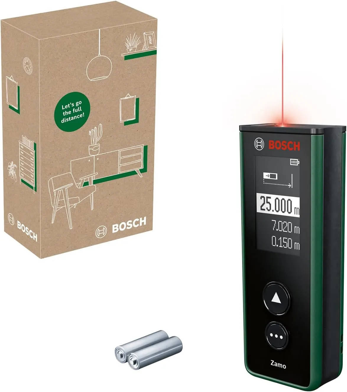 Bosch Laser-Entfernungsmesser Zamo der 4. Generation (einfaches und präzises Messen bis 25 m, Akkus über USB-C® aufladb…