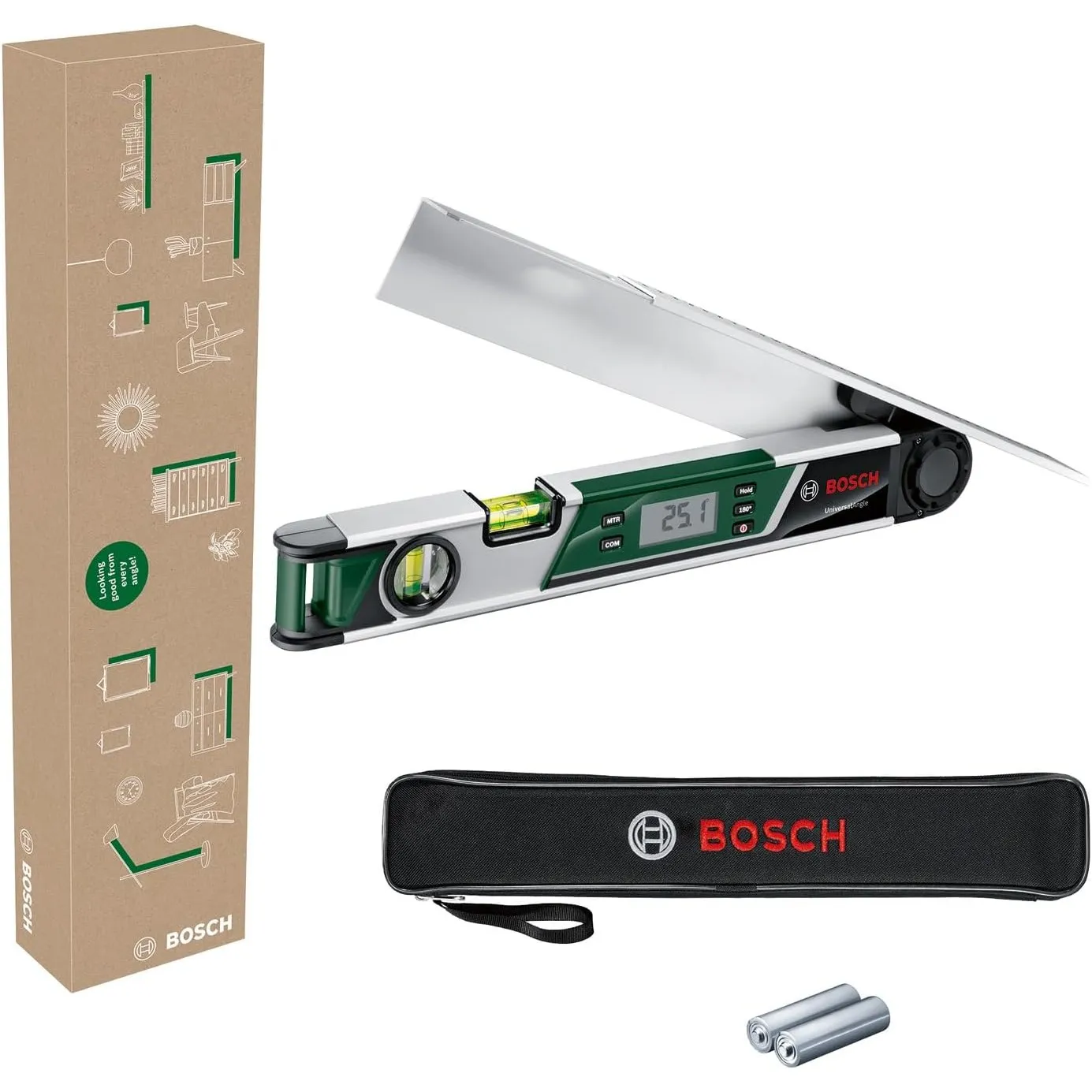 Bosch Home and Garden Bosch Winkelmesser UniversalAngle (Winkel bis 220° präzise messen und übertragen, mit integrierte…